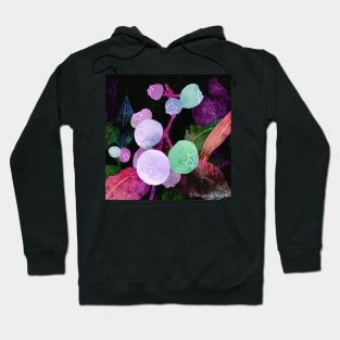 Pink Blueberry Branch Negative Painting Watercolor Hoodie